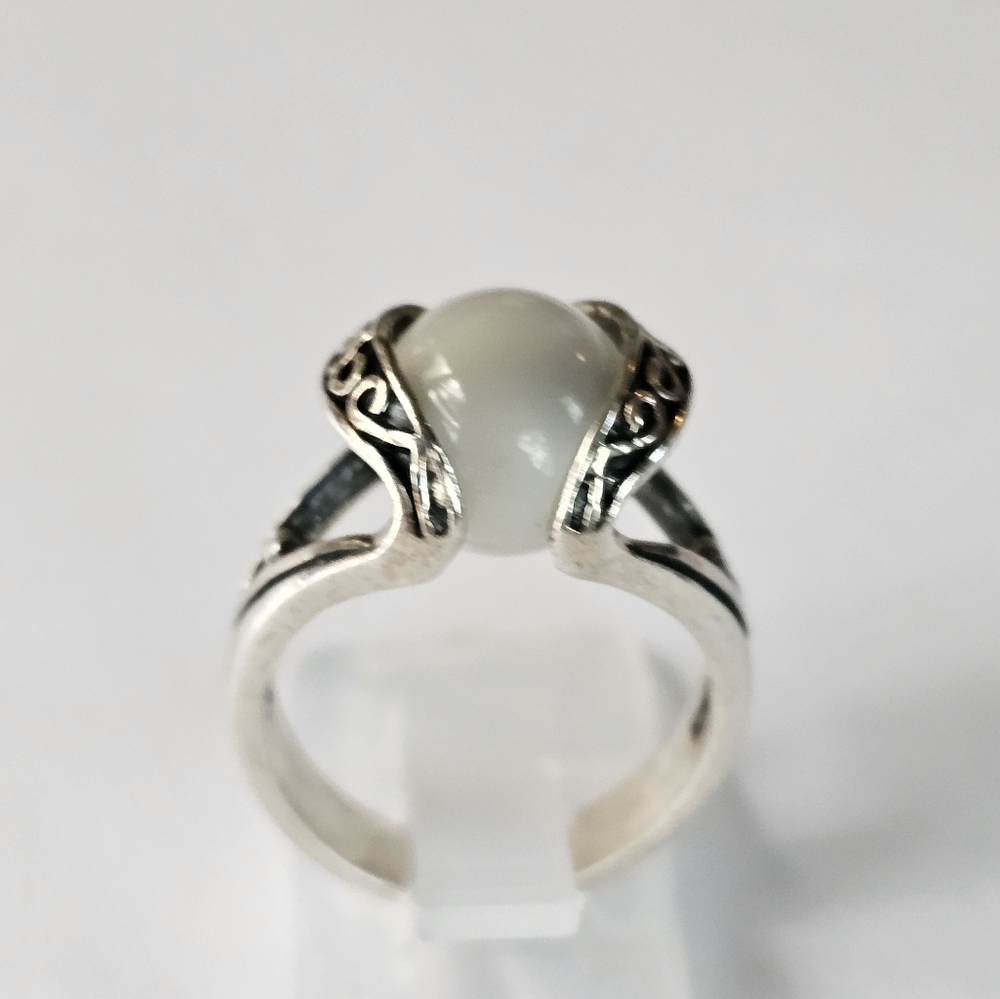 Vintage White Tigers Eye in Sterling Silver Ring Size 7! - Picture 5 of 6